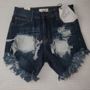 High waist ripped denim  shorts size M